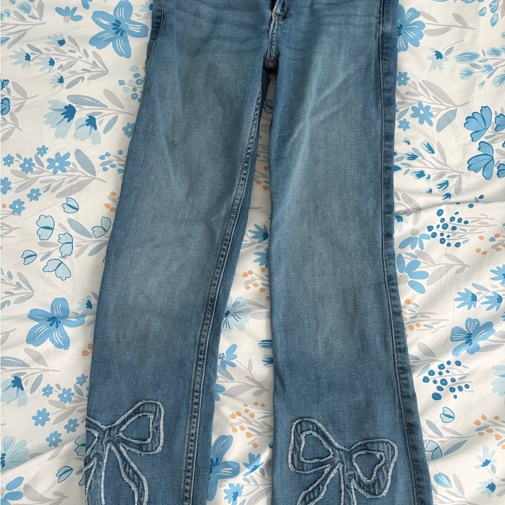 Abercrombie Kids Light Blue Jeans with Bow Accents